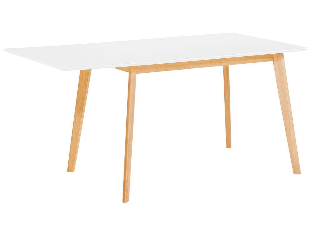 Beliani Rozkladací jedálenský stôl 120/155 x 80 cm biela/svetlé drevo MEDIO
